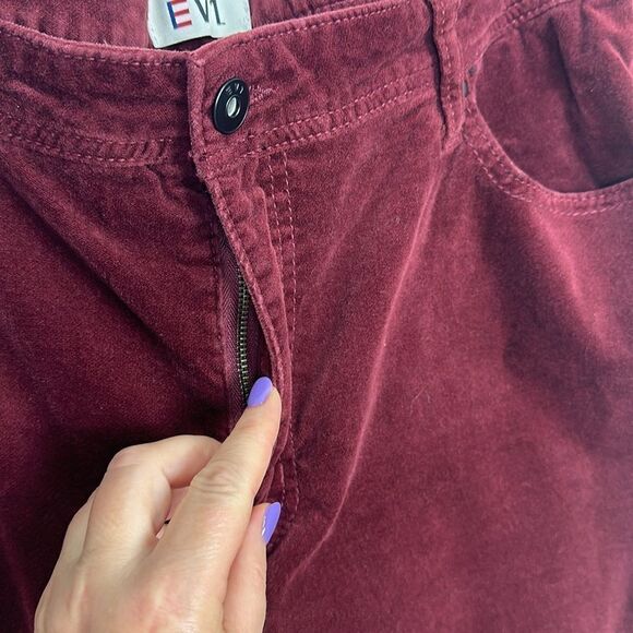 EV1 Y2K Velvet Maroon Stretchy Slim Fit Pants Jeans Size 20 - Picture 2 of 9